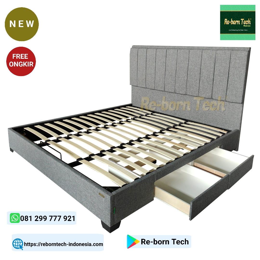 Re-born Tech Tempat Tidur Dipan Headboard laci knockdown modern minimalis TAYLOR